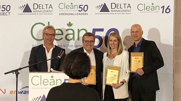 Freightera CEO Eric Beckwitt receiving Clean50 Award at the ceremony in Toronto