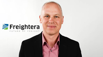 Freightera CEO photo, Future of Freight logo
