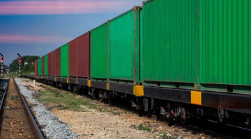 Freight containers on rail road