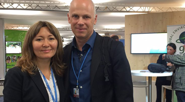 Eric Beckwitt and Zhenya Beck of Freightera at UNFCCC 2017 Climate Change Conference in Bonn, photo