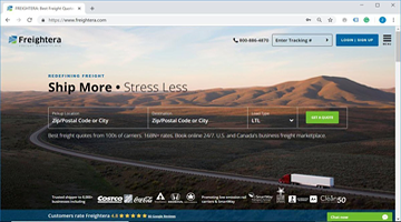 Freightera homepage screenshot