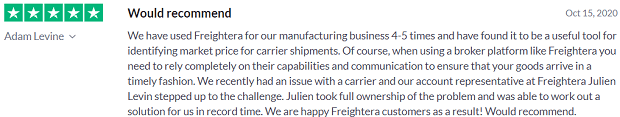 Shipper review Freightera