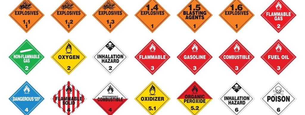 A list of hazmat signs