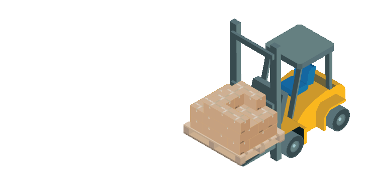 An illustration of a forklift loaded with boxes on a pallet