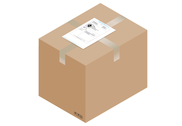 Box with shipping label