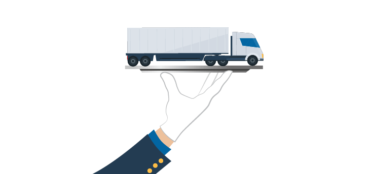 A white-gloved hand holding a truck on a tray