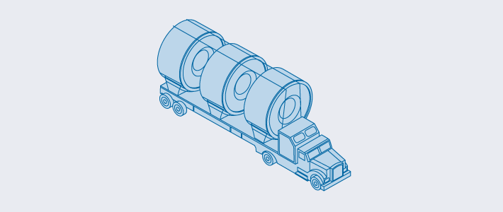 An illustration of a truck loaded with oversized cargo